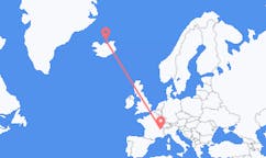 Loty z Grimsey, Islandia do Chambery’ego, Francja
