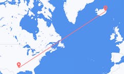 航班从美国泰勒市到埃伊尔斯塔济市，冰岛塞尔