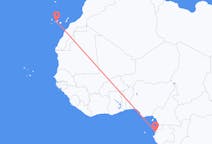 Loty z Libreville, Gabon do Santa Cruz na Teneryfie, Hiszpania