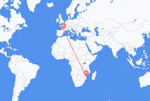Flyreiser fra Vilankulo, Mosambik til Toulouse, Frankrike