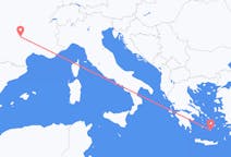 Fly fra Aurillac til Santorini