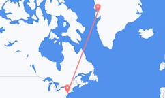 Flyreiser fra New York, USA til Qaarsut, Grønland