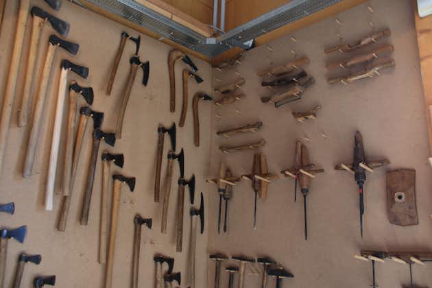 Photo of Traditional Shipwrights tools on display at the Viking Ship Museum, Oslo, Norway.