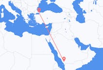 Flyreiser fra Abha, Saudi-Arabia til Istanbul, Tyrkia