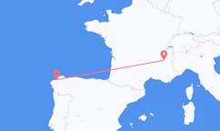Flyg från Grenoble, Frankrike till La Coruña, Spanien