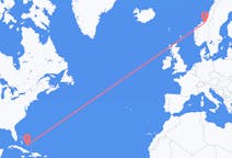 Flyreiser fra Deadman's Cay, Bahamas til Trondheim, Norge