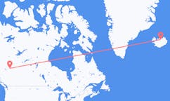 航班从加拿大圣约翰堡市到阿克雷里市，冰岛塞尔