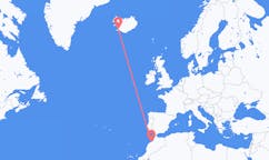 航班从摩洛哥卡萨布兰卡市到雷克雅维克市，冰岛塞尔