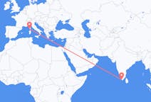Flyrejser fra Thiruvananthapuram, Indien til Ajaccio, Frankrig