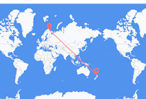 Vluchten van Auckland, Nieuw-Zeeland naar Kirkenes, Noorwegen