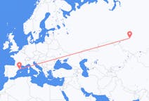 Fly fra Tomsk til Barcelona