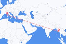 Flyg från Rangoon, Myanmar (Burma) till Figari, Frankrike