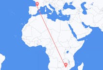 Flyg från Harare, Zimbabwe till Lourdes (kommun i Brasilien, São Paulo, lat -20,94, long -50,24), Frankrike