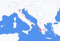 Vluchten van Zakynthos-eiland, Griekenland naar Bologna, Italië