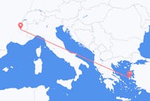 Loty z Grenoble, Francja do Chiosa, Grecja