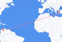 Flyg från Bucaramanga, Colombia till Rhodes, England, Grekland