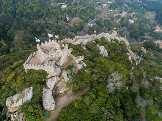 Photo of Aerial view of Castelo dos Mouros or Moorish Castle, Sintra, Portugal.