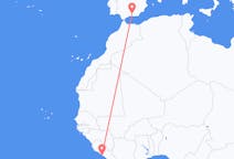 Vluchten van Monrovia, Liberia naar Granada, Spanje