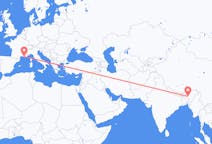 Flyrejser fra Guwahati, Indien til Marseille, Frankrig