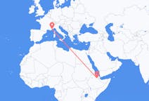 Flyrejser fra Semera, Etiopien til Nice, Frankrig