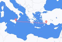 Flyg från Catania, Italien till Dalaman, Turkiet