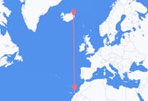アイスランドのエギルスタジルから、スペインのランサローテ島までのフライト