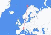 Flüge von Andenes, Norwegen nach Nizza, Frankreich