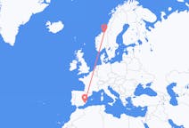 ノルウェーのトロンハイムからから、スペインのムルシアまでのフライト