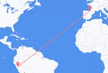 Flyreiser fra Huanuco, Peru, til Biarritz, Peru