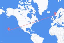 Flyrejser fra Honolulu, USA til Bergen, Norge