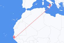Vluchten van Ziguinchor, Senegal naar Catanië, Italië