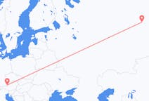 Fly fra Sovetsky til Salzburg