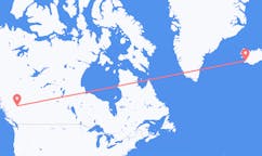 Flyg från staden Prins George, Kanada till staden Reykjavik, Island