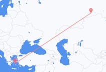 Loty z miasta Kurgan, Kurgan Oblast do miasta Mykonos (miasto)
