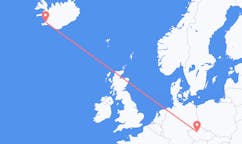 Flyg från staden Reykjavik, Island till staden Prag, Tjeckien