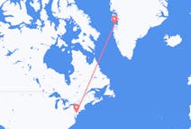 米国のノースフィラデルフィアから、グリーンランドのアシアトまでのフライト