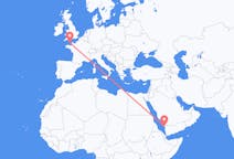 Flyreiser fra Jizan, Saudi-Arabia til Guernsey, Guernsey