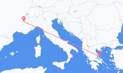 Lennot Grenoblesta, Ranska Skiathokselle, Kreikka