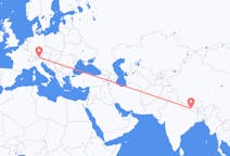 Flug frá Kathmandu, Nepal til Innsbruck, Austurríki