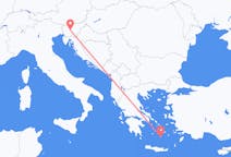 スロベニアのリュブリャナからから、ギリシャのサントリーニ島までのフライト