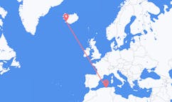 航班从阿尔及利亚贝贾市到雷克雅维克市，冰岛塞尔