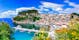 Photo of aerial view of beautiful colorful town of Parga, Greece .