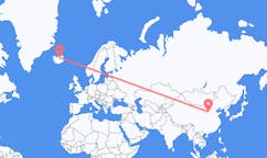 Vluchten van Lüliang, China naar Akureyri, IJsland