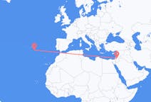Vluchten van Amman, Jordanië naar Santa Maria, Portugal
