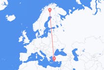 Flyreiser fra Pajala, Sverige til Rhodes, Hellas