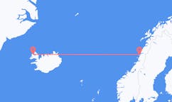 Flyg från staden Sandnessjøen till staden Ísafjörður