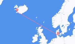 航班从冰岛雷克雅维克市到森纳堡市，丹麦塞尔