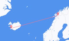 Flyg från staden Narvik, Norge till staden Reykjavik, Island