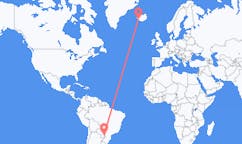航班从巴拉圭埃斯特市到雷克雅维克市，冰岛塞尔