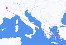 出发地 希腊卡林诺斯岛目的地 法国里昂的航班